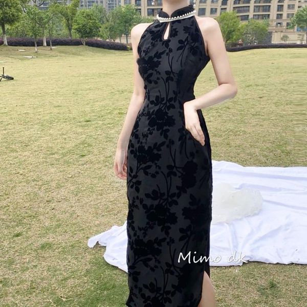 ethnic clothing black pearl collar sleeveless improved cheongsam mid-length slim dress qipao chinese style elegant bodycon party wedding, Red
ethnic clothing black pearl collar sleeveless improved cheongsam mid-length slim dress qipao chinese style elegant bodycon party wedding, Red