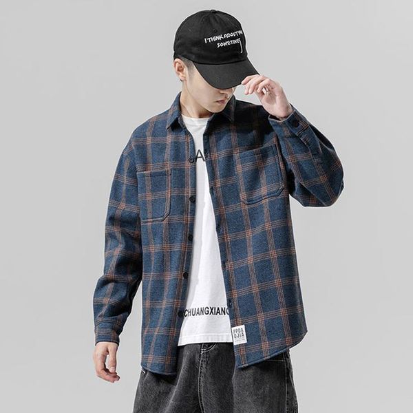 men's casual shirts arrival japanese style add fluff thicken winter fashion plaid long sleeve a3gt, White;black
men's casual shirts arrival japanese style add fluff thicken winter fashion plaid long sleeve a3gt, White;black
