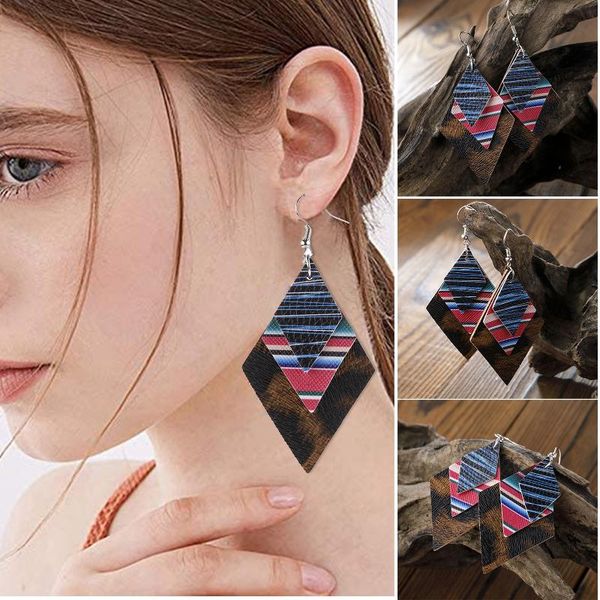 rhombic 3-layer pu earrings with striped & leopard print vintage ear pendant dropping jewelry for women ty66 dangle chandelier, Silver
rhombic 3-layer pu earrings with striped & leopard print vintage ear pendant dropping jewelry for women ty66 dangle chandelier, Silver