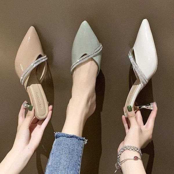 solid leather crystal slippers women shoes woman mules 2021 summer high heels ladies pointed toe casual, Black
solid leather crystal slippers women shoes woman mules 2021 summer high heels ladies pointed toe casual, Black