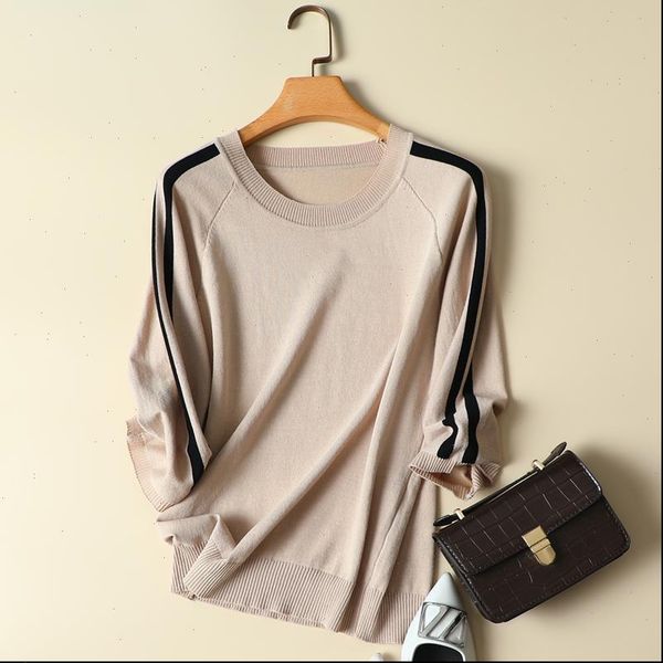 thin patchwork women t shirts o neck short sleeved loose knitted pulls tees fashion outwear coat, White
thin patchwork women t shirts o neck short sleeved loose knitted pulls tees fashion outwear coat, White