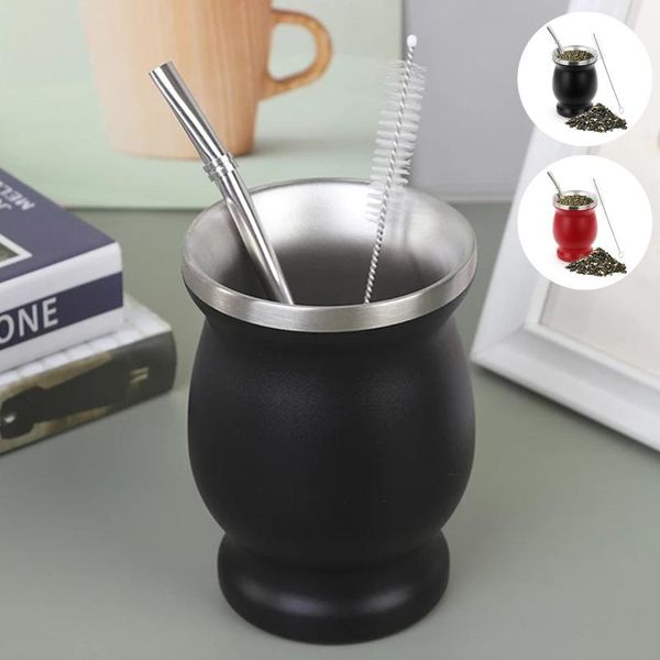 cups & saucers 230ml stainless steel yerba mate cup double-walled gourd+cleaning brush+spoon thermal insulation for home work travel
cups & saucers 230ml stainless steel yerba mate cup double-walled gourd+cleaning brush+spoon thermal insulation for home work travel