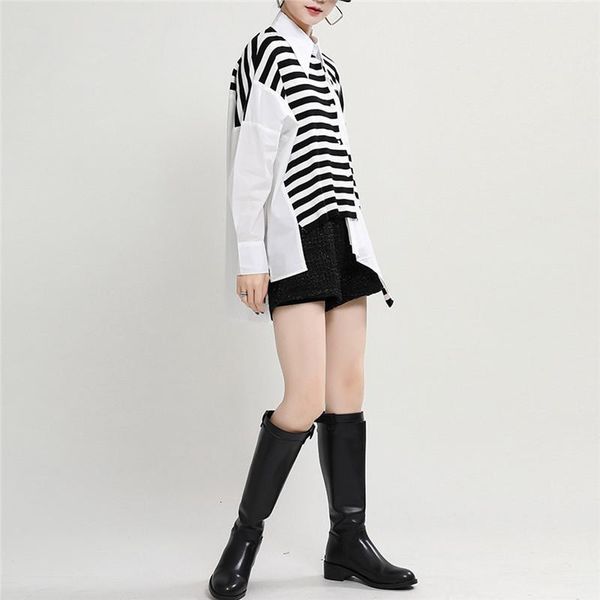 women's blouses & shirts johnature fashion striped patchwork womens and 2021 spring autumn loose irregular female, White
women's blouses & shirts johnature fashion striped patchwork womens and 2021 spring autumn loose irregular female, White