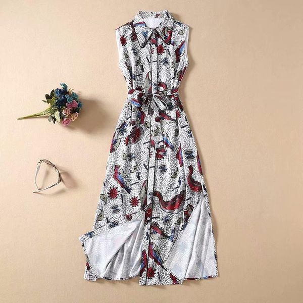 latest paris fashion show 2021 spring women's lapel sleeveless sashes slim animal floral dress casual dresses, Black;gray
latest paris fashion show 2021 spring women's lapel sleeveless sashes slim animal floral dress casual dresses, Black;gray