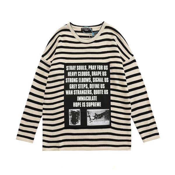 men hoodies autumn woman men knitting texture round neck long sleeve black white stripe letter print brand sweater vintage fashion sweater
men hoodies autumn woman men knitting texture round neck long sleeve black white stripe letter print brand sweater vintage fashion sweater