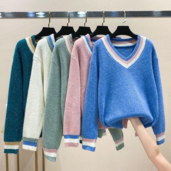 women's sweaters women lmitation mink velvet sweater pullover aautumn winter korean loose v-neck knitted jumper female casual r672, White;black
women's sweaters women lmitation mink velvet sweater pullover aautumn winter korean loose v-neck knitted jumper female casual r672, White;black