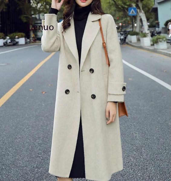 women's wool & blends single breasted korean coat autumn winter medium long ladies blue turn-down collar manteau femme, Black
women's wool & blends single breasted korean coat autumn winter medium long ladies blue turn-down collar manteau femme, Black