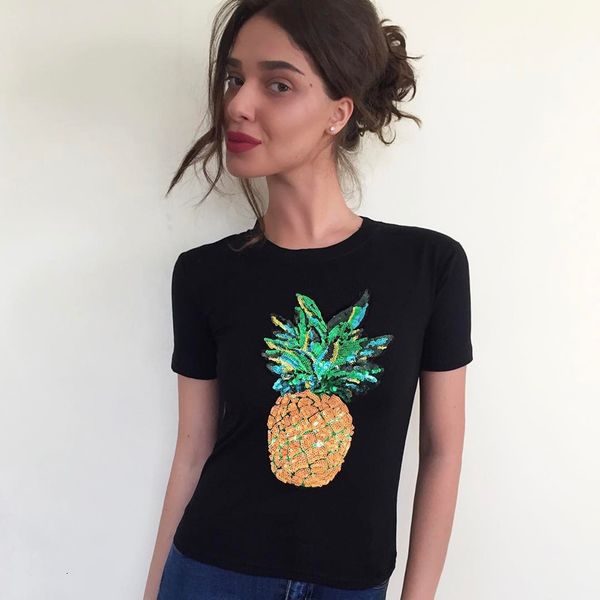 summer fashion loose tee women embroidered pineapple sequins t-shirt girl code, White
summer fashion loose tee women embroidered pineapple sequins t-shirt girl code, White