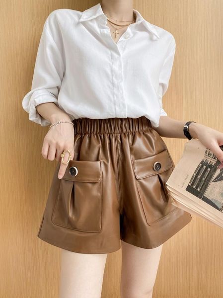 women's shorts spring 2021ss women casual sheepskin genuine leather fashion pants 2 color plus size, White;black
women's shorts spring 2021ss women casual sheepskin genuine leather fashion pants 2 color plus size, White;black