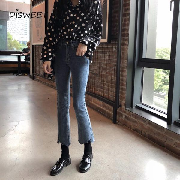 korean high waist stretch college womens jeans style skinny irregular flared simple solid slim, Blue
korean high waist stretch college womens jeans style skinny irregular flared simple solid slim, Blue