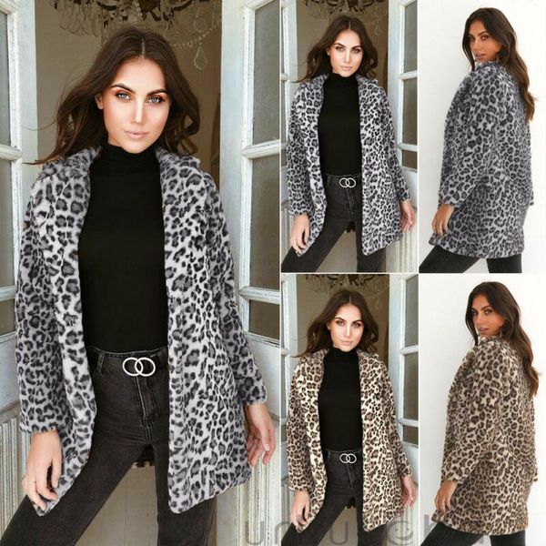 women's wool & blends women`s winter leopard fluffy fleece jacket coat cardigans casual turndown collar fur outwear mid-length woolen, Black
women's wool & blends women`s winter leopard fluffy fleece jacket coat cardigans casual turndown collar fur outwear mid-length woolen, Black