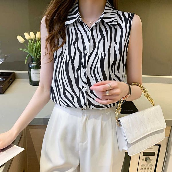 women's shirt pattern blouses for women sleeveless polo neck fashion office lady s print woman and blouse 210604, White
women's shirt pattern blouses for women sleeveless polo neck fashion office lady s print woman and blouse 210604, White