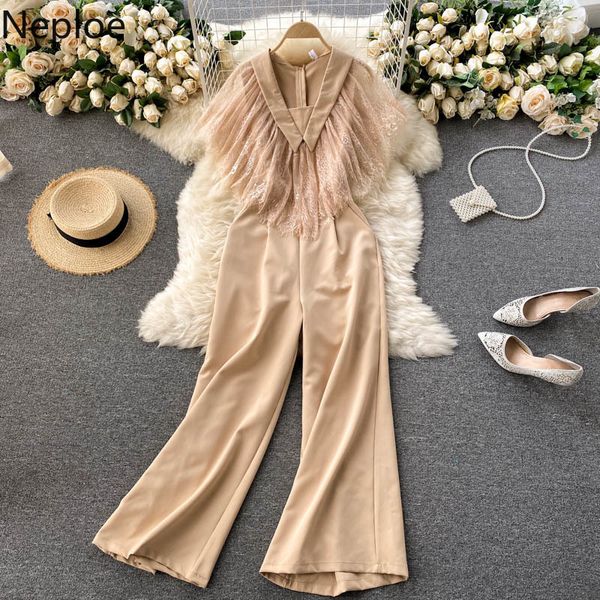 neploe women jumpsuits vintage lace ruffle patchwork tank rompers elegant v neck sleeveless summer beach slim wide leg pants 210422, Black;white
neploe women jumpsuits vintage lace ruffle patchwork tank rompers elegant v neck sleeveless summer beach slim wide leg pants 210422, Black;white