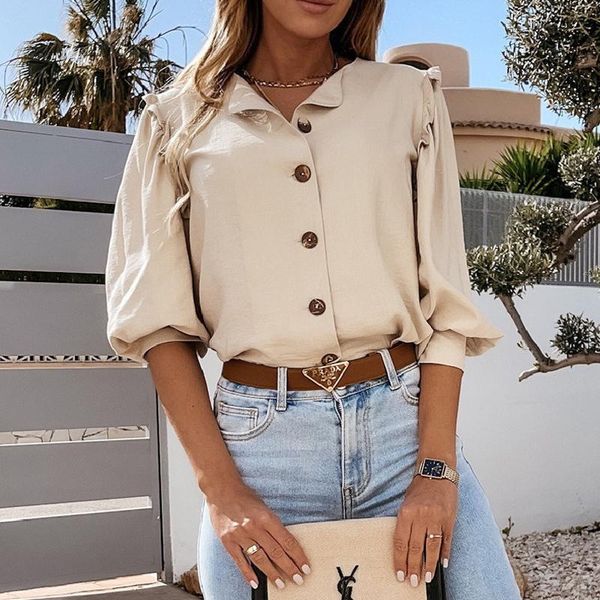 women's blouses & shirts summer v-neck ruffle elegant office women's single breasted shirt solid color straight button edge, White
women's blouses & shirts summer v-neck ruffle elegant office women's single breasted shirt solid color straight button edge, White