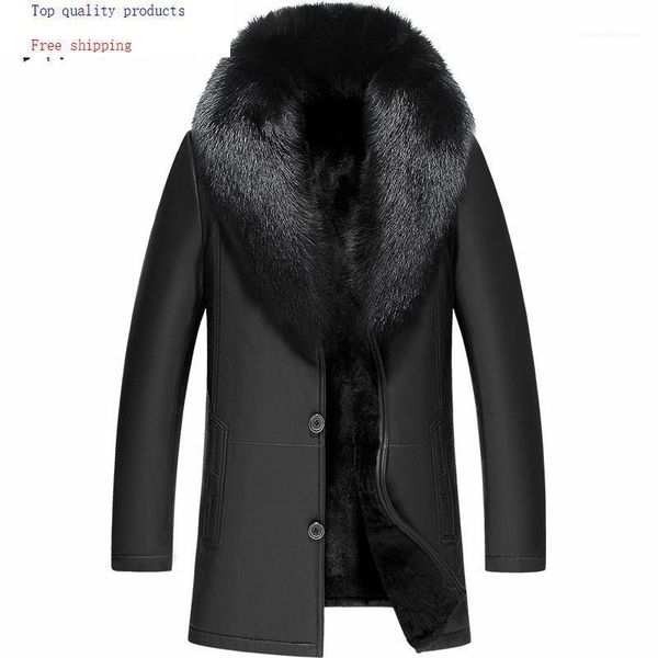 men's leather & faux winter sheepskin jacket real natural fur coat men collar cuero genuino jf-161879 yy302, Black
men's leather & faux winter sheepskin jacket real natural fur coat men collar cuero genuino jf-161879 yy302, Black