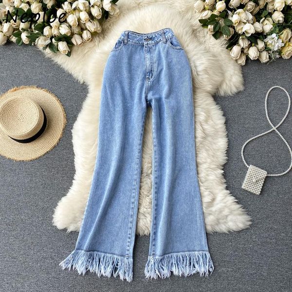 women's jeans neploe hong kong style retro women high-waisted temperament tassel edge wide-leg pants denim trousers autumn, Blue
women's jeans neploe hong kong style retro women high-waisted temperament tassel edge wide-leg pants denim trousers autumn, Blue