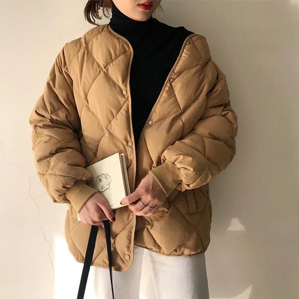 women's jackets winter korea ins harajuku vintage diamond lattice thick solid jacket female fashion oversize loose casual women, Black;brown
women's jackets winter korea ins harajuku vintage diamond lattice thick solid jacket female fashion oversize loose casual women, Black;brown