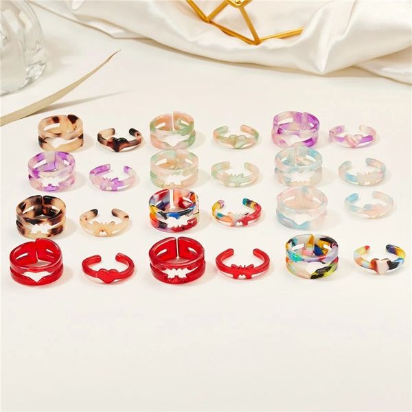 2 pcs trendy butterfly couple adjustable opening resin acrylic ring set for women men colorful lovers ring, Silver
2 pcs trendy butterfly couple adjustable opening resin acrylic ring set for women men colorful lovers ring, Silver