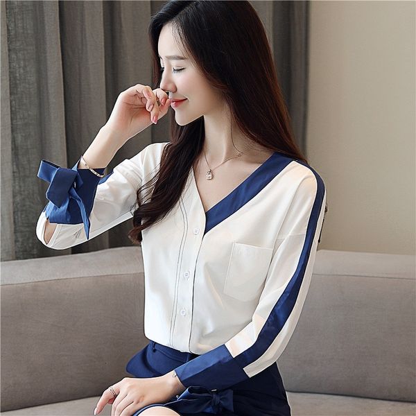 dress womens blouse long sleeve v-neck chiffon shirt solid color cardigan ladies office blouses, White
dress womens blouse long sleeve v-neck chiffon shirt solid color cardigan ladies office blouses, White