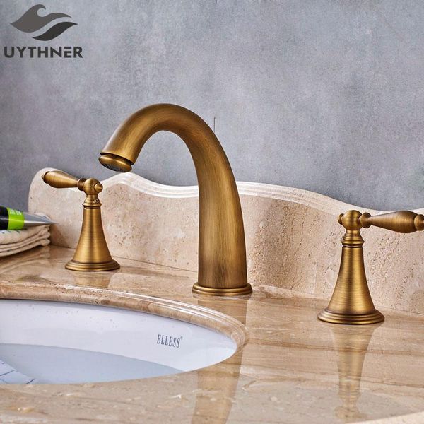 bathroom sink faucets uythner 3pcs arc-shaped basin faucet double handle mixer tap antique brass finish
bathroom sink faucets uythner 3pcs arc-shaped basin faucet double handle mixer tap antique brass finish