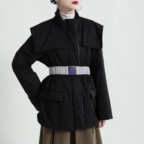 women's jackets 2021 winter fashionable and simple design cotton-padded jacket street mid-length contrast color receive waist coat, Black;brown
women's jackets 2021 winter fashionable and simple design cotton-padded jacket street mid-length contrast color receive waist coat, Black;brown