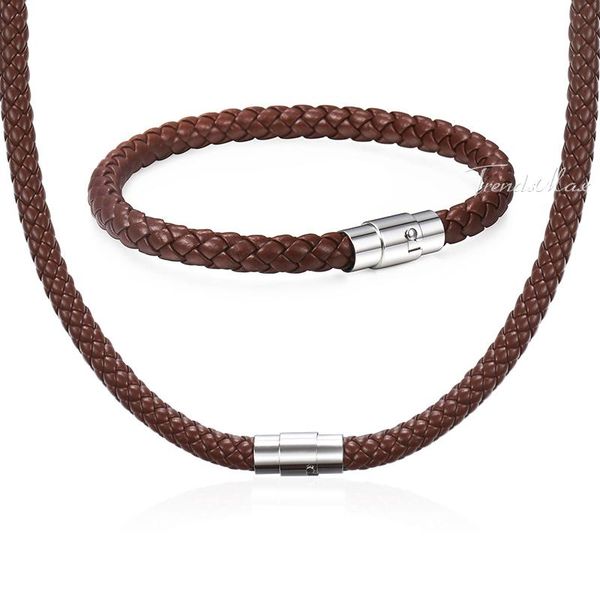 earrings & necklace men women's jewelry set leather bracelet black brown braided rope stainless steel clasp 4 6 8mm husm04, Silver
earrings & necklace men women's jewelry set leather bracelet black brown braided rope stainless steel clasp 4 6 8mm husm04, Silver