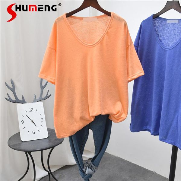 summer women korean style loose slimming sun protection t-shirt solid color v-neck half sleeve fashion simple tees women's, White
summer women korean style loose slimming sun protection t-shirt solid color v-neck half sleeve fashion simple tees women's, White