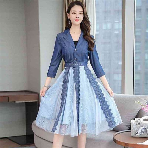 summer women's long hit color splicing notched collar lace dress three quarter sleeve slim high waist 210519, Black;gray
summer women's long hit color splicing notched collar lace dress three quarter sleeve slim high waist 210519, Black;gray