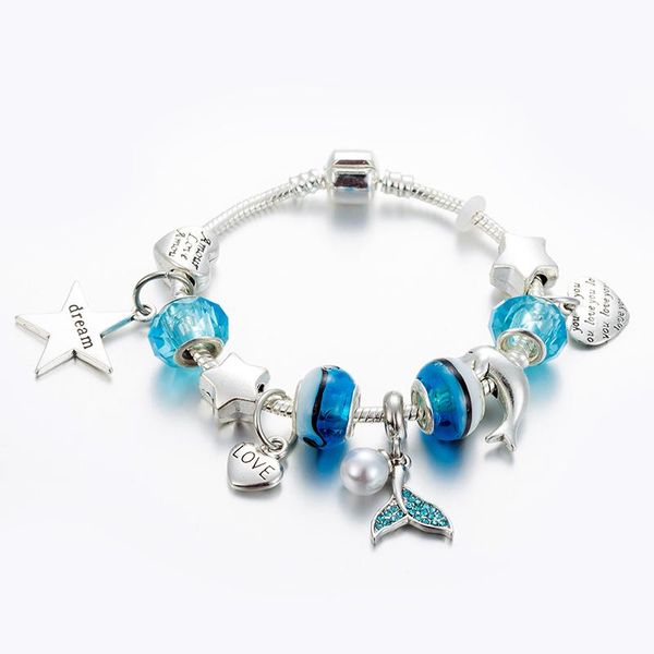 charm bracelets dolphin pendant bracelet fine bangle with blue crystal beads for women diy fashion jewelry, Golden;silver
charm bracelets dolphin pendant bracelet fine bangle with blue crystal beads for women diy fashion jewelry, Golden;silver