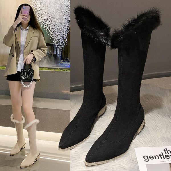 boots thick-heeled low-heeled plus velvet warm long women's but knee high-tube knight skinny, Black
boots thick-heeled low-heeled plus velvet warm long women's but knee high-tube knight skinny, Black