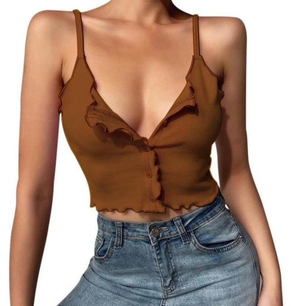 women's sleeveless sling girl's low collar solid color vest, casual tight bare midriff button clothing tanks & camis, White
women's sleeveless sling girl's low collar solid color vest, casual tight bare midriff button clothing tanks & camis, White
