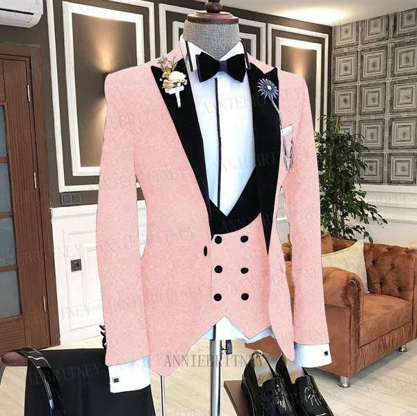 men's suits & blazers business pink suit men 3 pieces jacquard jacket fashion groom wedding tuxedo blazer double breasted vest with pan, White;black
men's suits & blazers business pink suit men 3 pieces jacquard jacket fashion groom wedding tuxedo blazer double breasted vest with pan, White;black