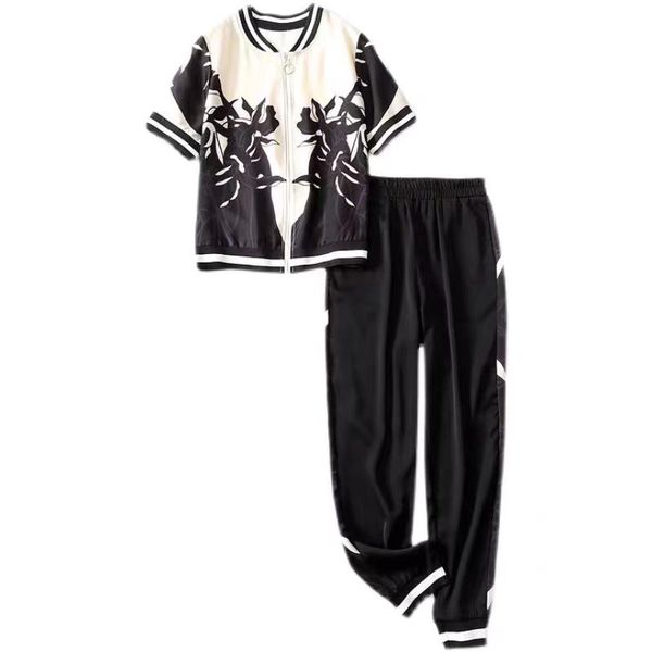 women's two piece pants 2021 summer european and american ladies printed retro cardigan jacket casual suit sports two-piece, White
women's two piece pants 2021 summer european and american ladies printed retro cardigan jacket casual suit sports two-piece, White