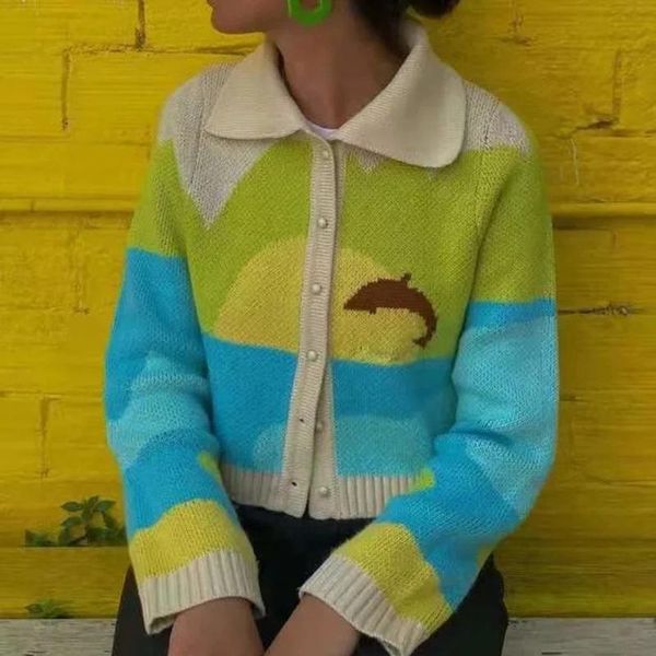 women's knits & tees monmoira autumn dolphins printed women lapel knit cardigans casual ins single-breasted sweaters female french cws0, White
women's knits & tees monmoira autumn dolphins printed women lapel knit cardigans casual ins single-breasted sweaters female french cws0, White