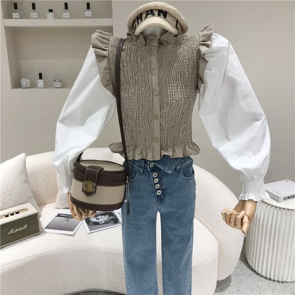 blouses springtime female 2021 niche fashion design two shirt parts sew bubble sleeve top, White
blouses springtime female 2021 niche fashion design two shirt parts sew bubble sleeve top, White