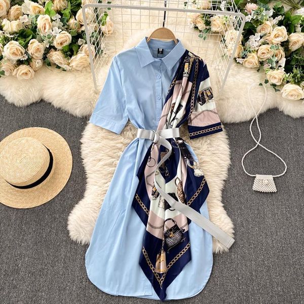 spring fashion temperament vestidos womens dresses lapel mid sleeve lace up silk scarf stitching midi dress c504, Black;gray
spring fashion temperament vestidos womens dresses lapel mid sleeve lace up silk scarf stitching midi dress c504, Black;gray