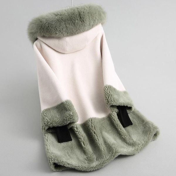 women's fur & faux real wool coat with natural collar hooded 2021 long sheep shearing coats winter jacket women 18162 wyq2027, Black
women's fur & faux real wool coat with natural collar hooded 2021 long sheep shearing coats winter jacket women 18162 wyq2027, Black