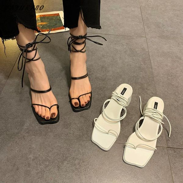 sandals square heel rome summer clip toe lace-up casual sandalias gladiator ankle strap pumps simple narrow band high heels, Black
sandals square heel rome summer clip toe lace-up casual sandalias gladiator ankle strap pumps simple narrow band high heels, Black