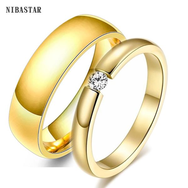 simple fashion wedding rings for men women stainless steel with crystal couple engagement promise jewelry cluster, Golden;silver
simple fashion wedding rings for men women stainless steel with crystal couple engagement promise jewelry cluster, Golden;silver