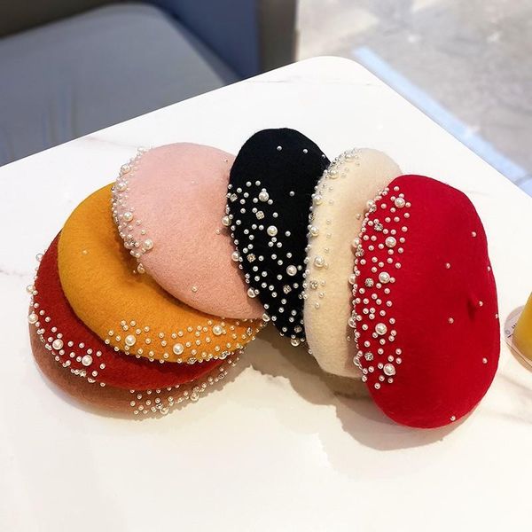 berets fashion princess women crystal pearl hat female beret cute beanie spring and autumn winter vintage cap, Blue;gray
berets fashion princess women crystal pearl hat female beret cute beanie spring and autumn winter vintage cap, Blue;gray