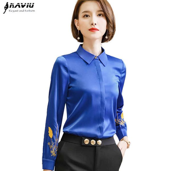 blue chiffon shirt women spring fashion embroidered long sleeve slim blouses office ladies work 210604, White
blue chiffon shirt women spring fashion embroidered long sleeve slim blouses office ladies work 210604, White