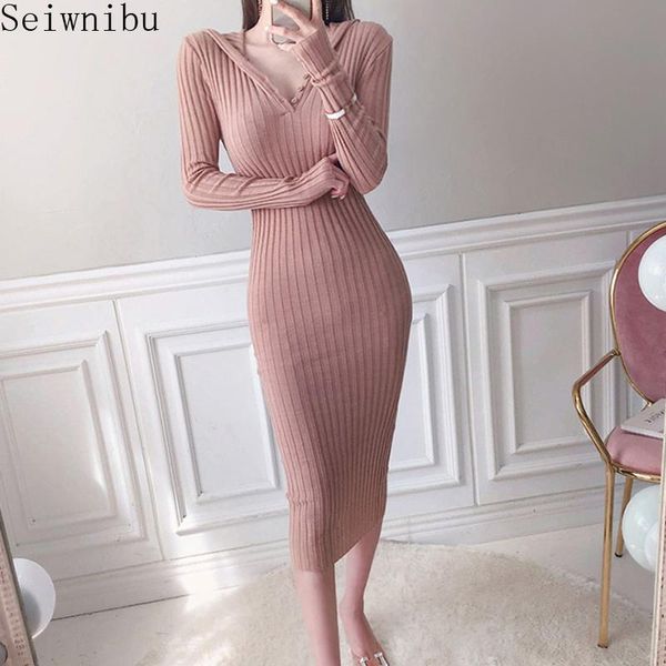casual dresses knitted dress women 2021 slim bodycon autumn korean elegant fall winter button v neck sweater midi hooded hip, Black;gray
casual dresses knitted dress women 2021 slim bodycon autumn korean elegant fall winter button v neck sweater midi hooded hip, Black;gray