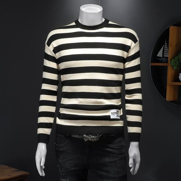 men's sweaters classic striped men autumn winter long sleeve slim casual knitted pullovers round neck sweater male clothing, White;black
men's sweaters classic striped men autumn winter long sleeve slim casual knitted pullovers round neck sweater male clothing, White;black