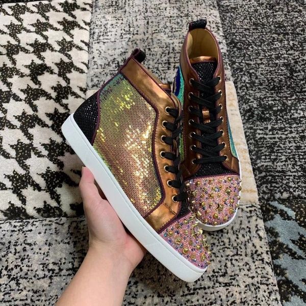 rivet/sequined leather/frosted high-red sole casual shoes walking men's women's sneakers super quality formal shoelaces box, Black
rivet/sequined leather/frosted high-red sole casual shoes walking men's women's sneakers super quality formal shoelaces box, Black
