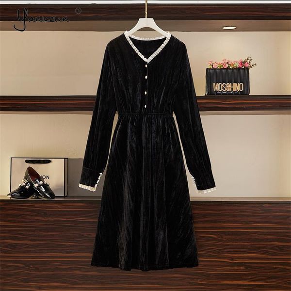 casual dresses yanueun womens plus size velvet dress ruffles full sleeve fashion black a line clothing for lady, Black;gray
casual dresses yanueun womens plus size velvet dress ruffles full sleeve fashion black a line clothing for lady, Black;gray