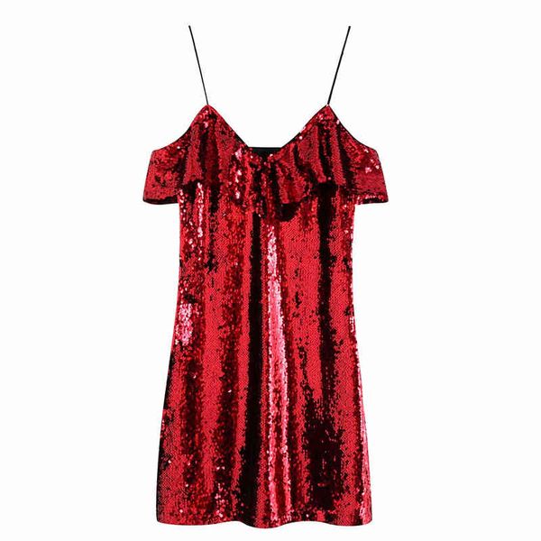 women party solid sequined dresses fashion ladies ruffles strap dress elegant female chic slim mini vestidos 210427, Black;gray
women party solid sequined dresses fashion ladies ruffles strap dress elegant female chic slim mini vestidos 210427, Black;gray