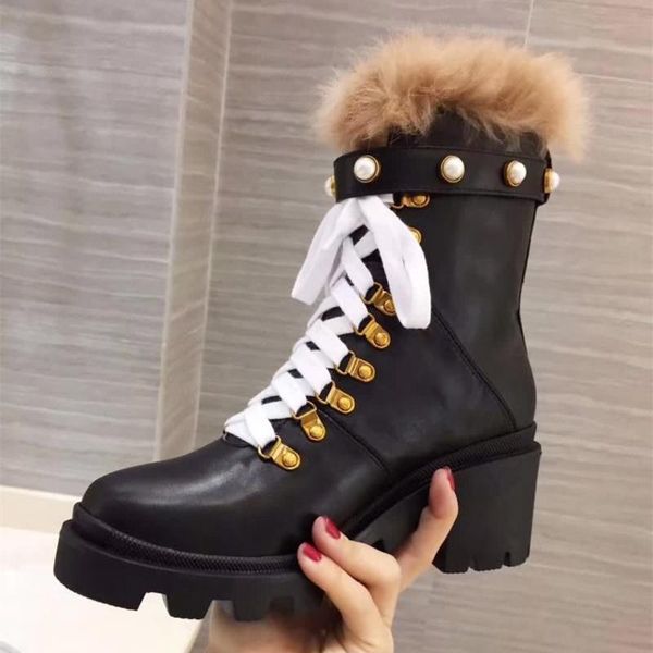 boots women mid heel patchwork fur zapatos de mujer leather round toe shoes ankle winter lace-up platform, Black
boots women mid heel patchwork fur zapatos de mujer leather round toe shoes ankle winter lace-up platform, Black
