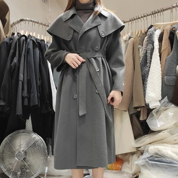 women's trench coats double-sided woolen cloth windbreaker coat womens 2021 autumn winter korean fashion mid-length loose elegant woman, Tan;black
women's trench coats double-sided woolen cloth windbreaker coat womens 2021 autumn winter korean fashion mid-length loose elegant woman, Tan;black