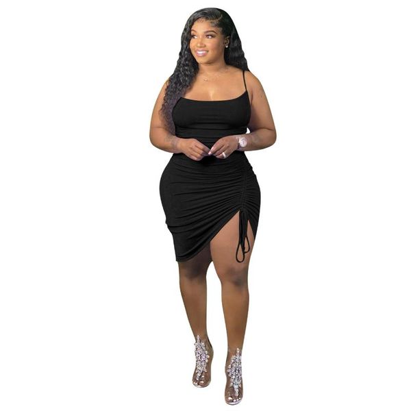 casual dresses summer women unilateral shirring spaghetti strap plus size clothing for backless dress women's jackets, Black;gray
casual dresses summer women unilateral shirring spaghetti strap plus size clothing for backless dress women's jackets, Black;gray
