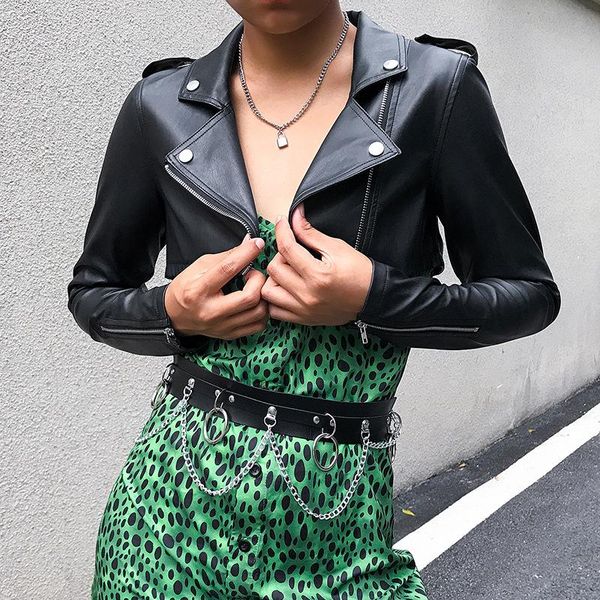 women's street fashion pu leather jacket 2021 fashionable short with lapel is easy to match jackets women, Black;brown
women's street fashion pu leather jacket 2021 fashionable short with lapel is easy to match jackets women, Black;brown